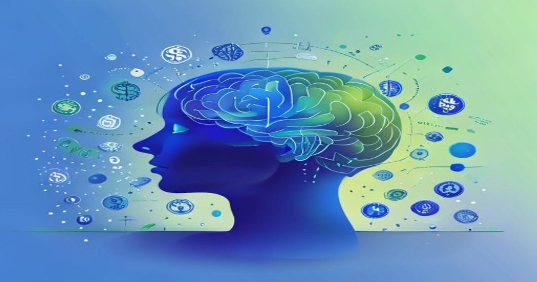 mind transformation money mindset shift brain financial symbols scarcity to abundance thinking empowering blue green gradient